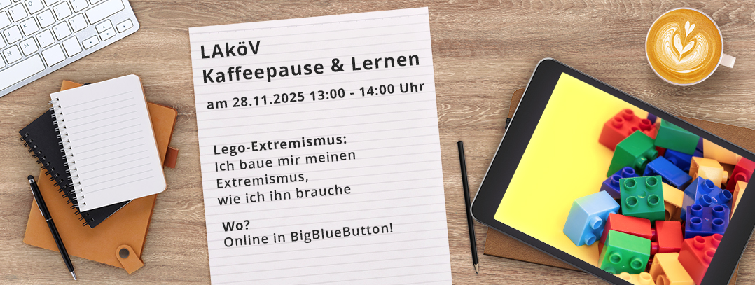 Bild: Werbebanner für das Format Kaffeepause u. Lernen am 28.11.2025 von 13:00 - 14:00 Uhr über BigBlueButton
