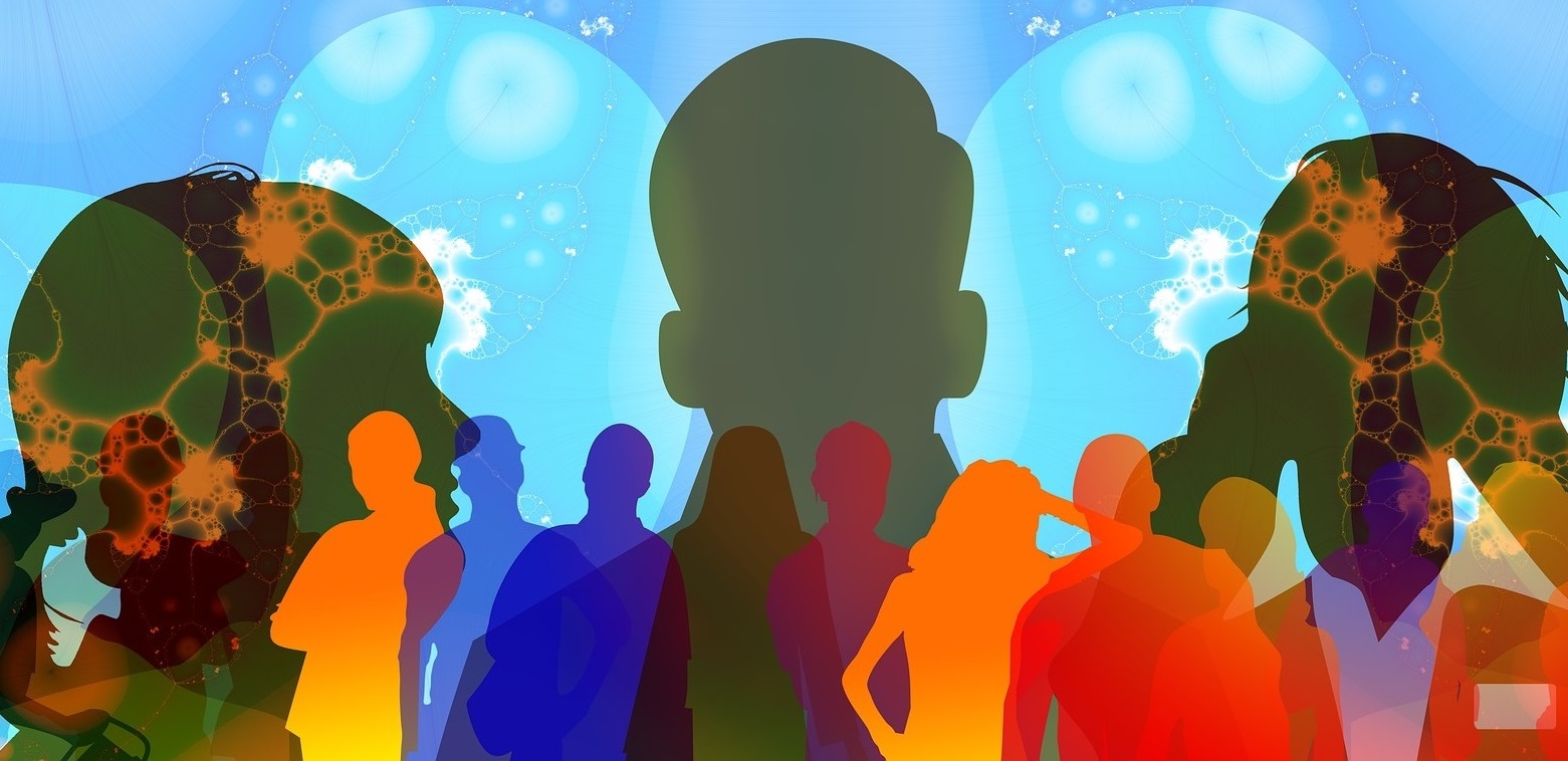Bild Diversity Bild mit bunten Silouetten unterschiedlichster Menschen